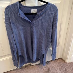 Aerie Waffle Knit Henley Long Sleeve Tee